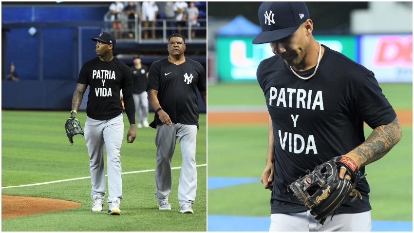 Con la frase Patria y Vida impresa en sus camisetas los Yankees de Nueva York se presentan en el estadio de Miami