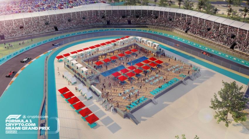 Preparan Club de Playa para el evento del Grand Prix de Fórmula 1 en Miami para ver la carrera desde lujosas cabañas