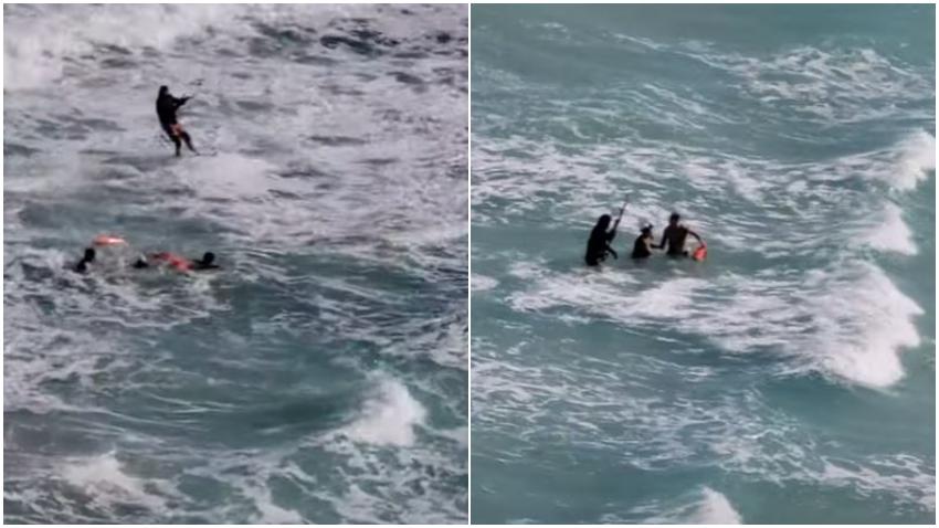 Bañista que hacía kitesurf en Miami Beach lleva a la orilla a una mujer y dos rescatistas atrapados en una corriente