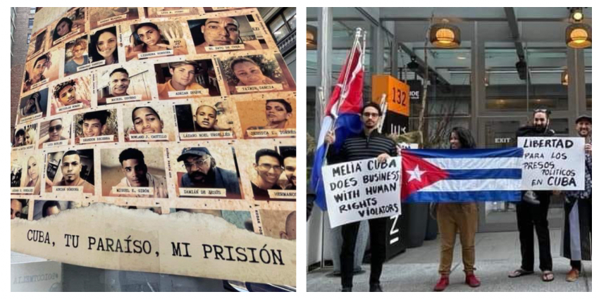 Manifestación de cubanos en Nueva York para denunciar complicidad de Meliá con la dictadura en la Isla