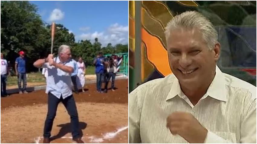 Mientras Cuba se cae a pedazos Díaz-Canel hace el "tonto" simulando que juega a la pelota