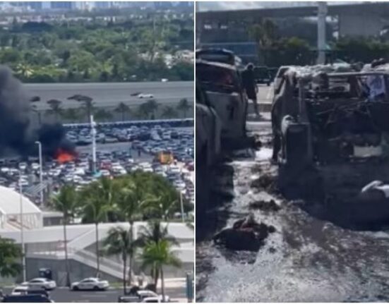 Varios autos se incendian en el parqueo del Hard Rock Stadium durante un juego de los Dolphins